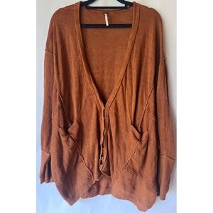 Free People Oversized Knit Button Front Cardigan Women Small